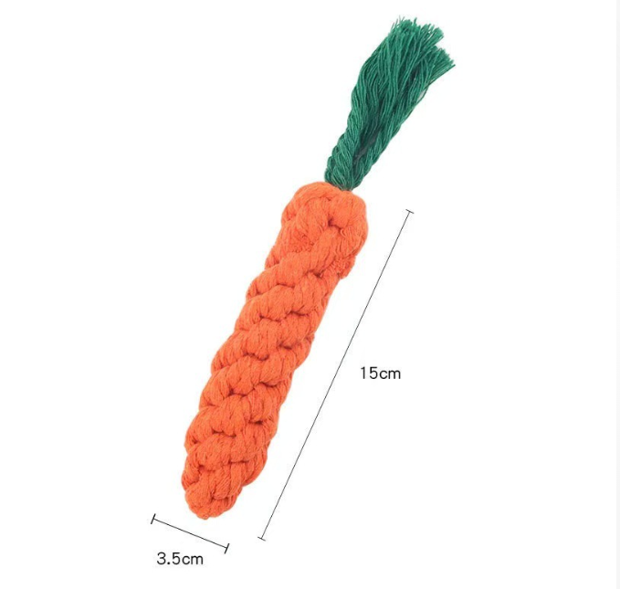 Carrot Shaped Cotton Linen Dog Rope Chew Toy, Durable Teeth Cleaning Interactive Molar Toy for Puppies & Medium Large Dogs