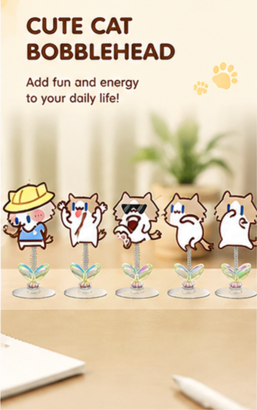 Cute Cartoon Cat Swing Car Dashboard Ornament, Lovely Wobbly Figure Decor, Car & Electric Vehicle Interior Decoration