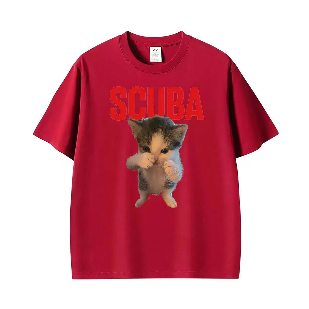 Scuba Cat Print T-shirt