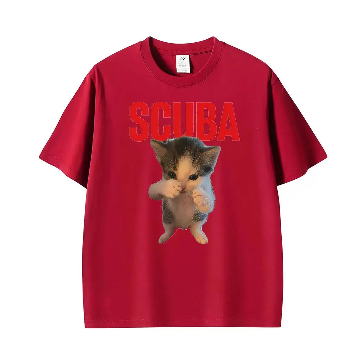 Scuba Cat Print T-shirt
