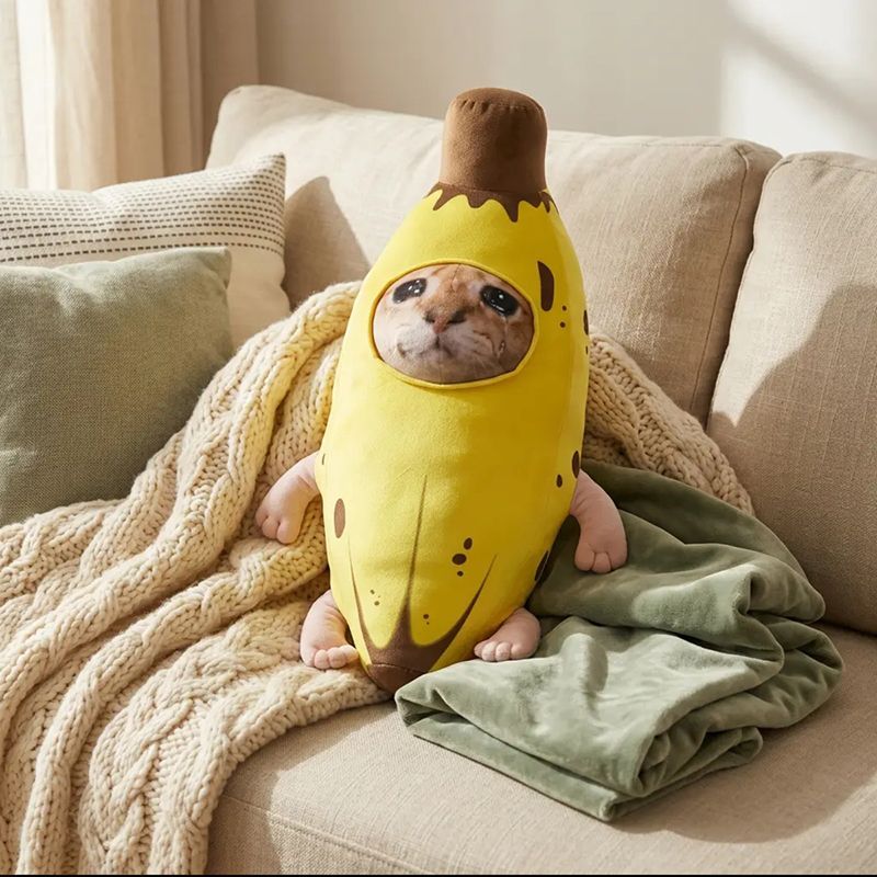Banana Cat Plush Pillow