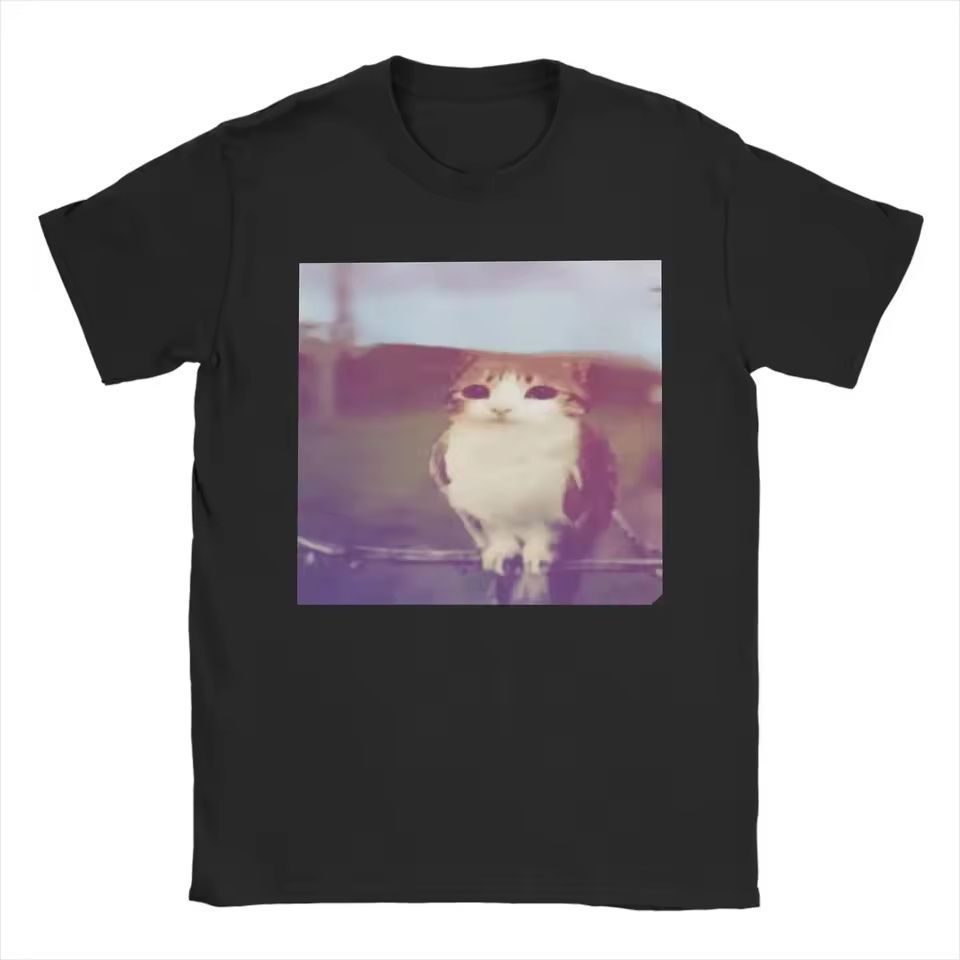 New My Goat Goated Meowl Print Crew Neck Short Sleeve T-Shirt, Unique Graphic Tee
