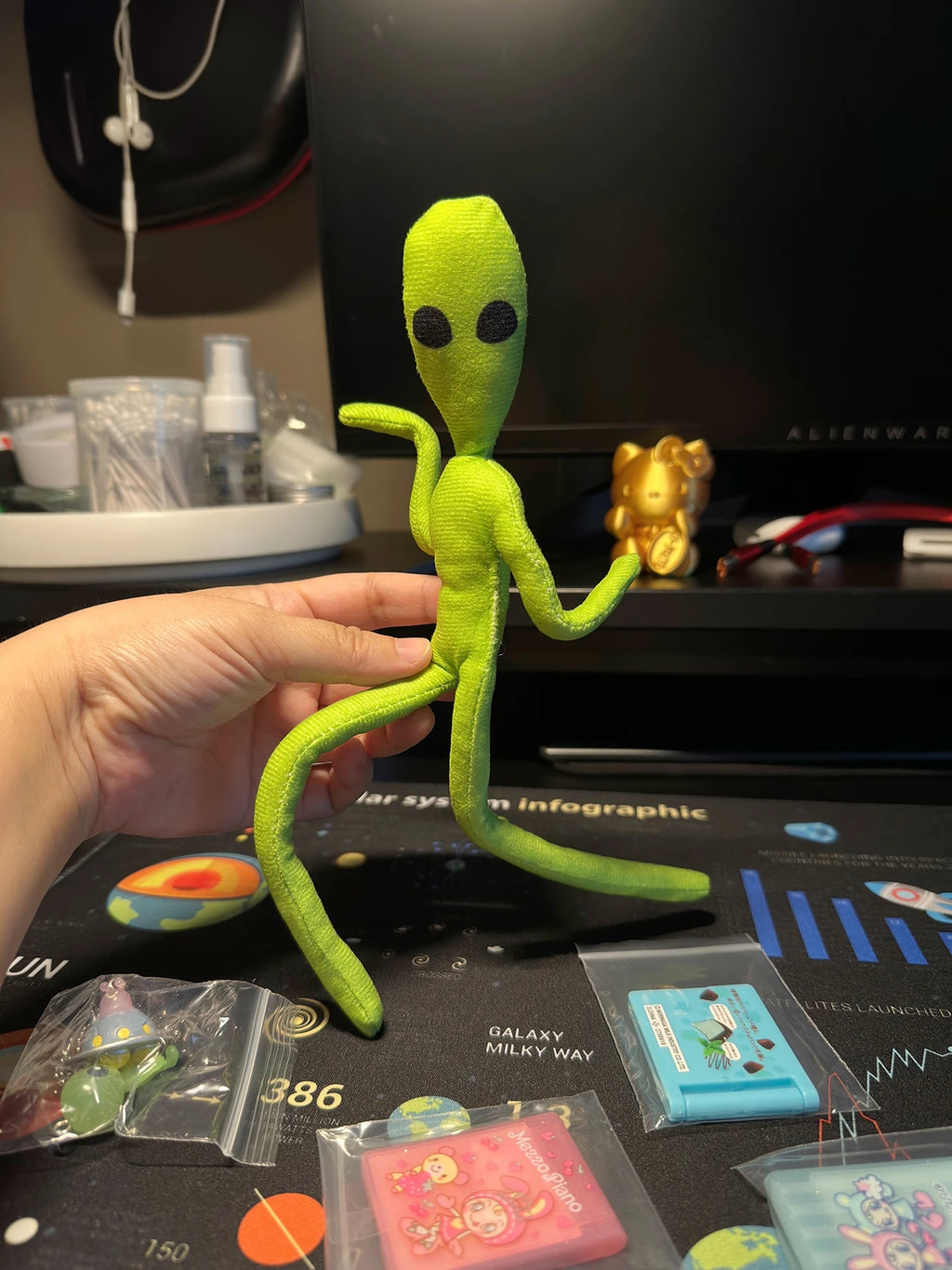 Abstract Alien Plush Doll with Poseable Wire Skeleton