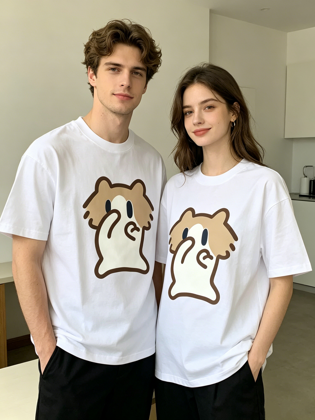 Monthly salary Meow printed top, student couple top, T-shirt, unisex