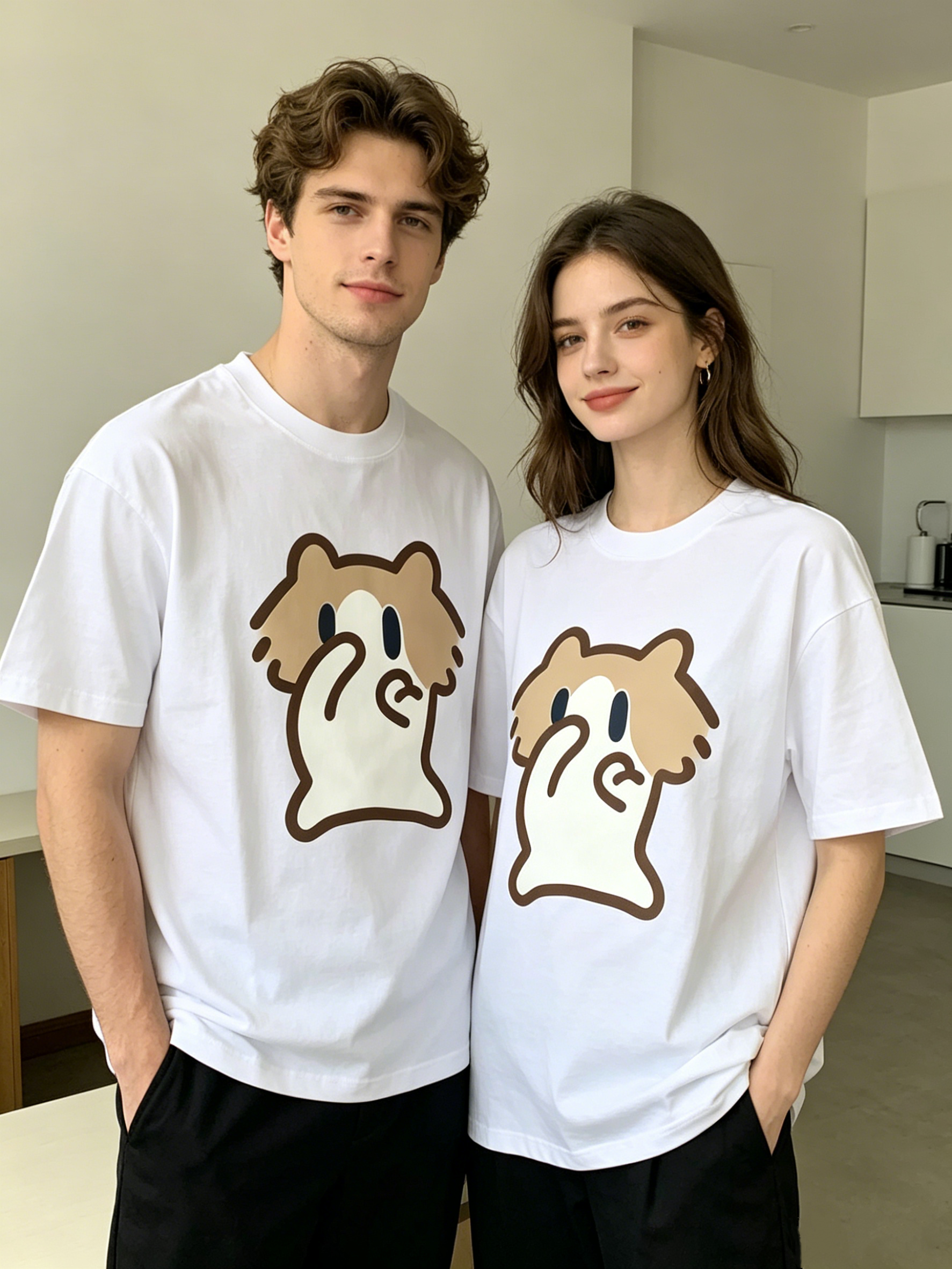 Monthly salary Meow printed top, student couple top, T-shirt, unisex