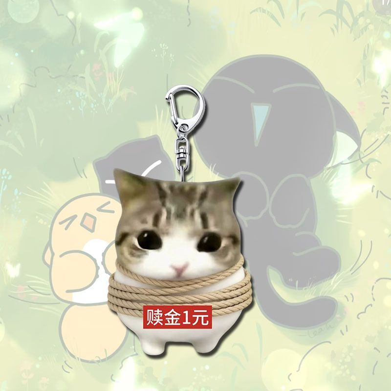 Crispy Triangle Cat Meme Keychain