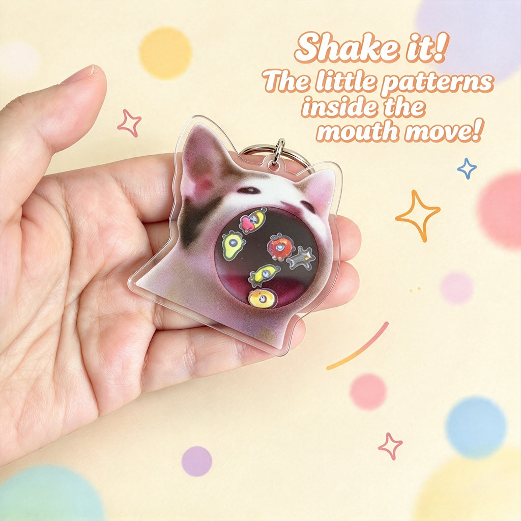 Pop Cat Fun Shaking Keychain