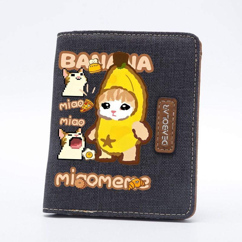 Cute Minimalist Banana Cat Wallet for Boys and Girls Students