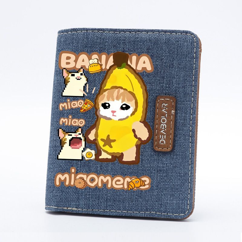 Cute Minimalist Banana Cat Wallet for Boys and Girls Students