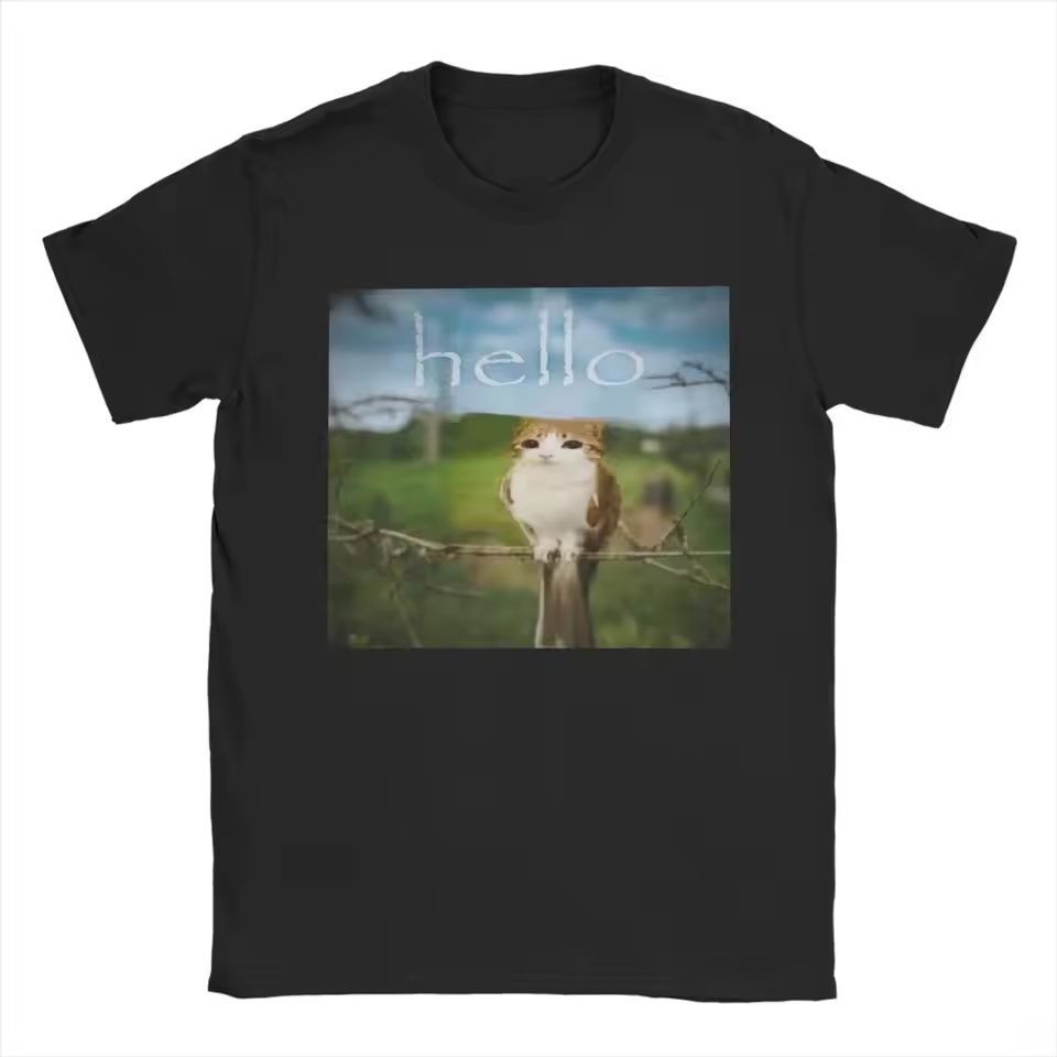 New My Goat Goated Meowl Print Crew Neck Short Sleeve T-Shirt, Unique Graphic Tee
