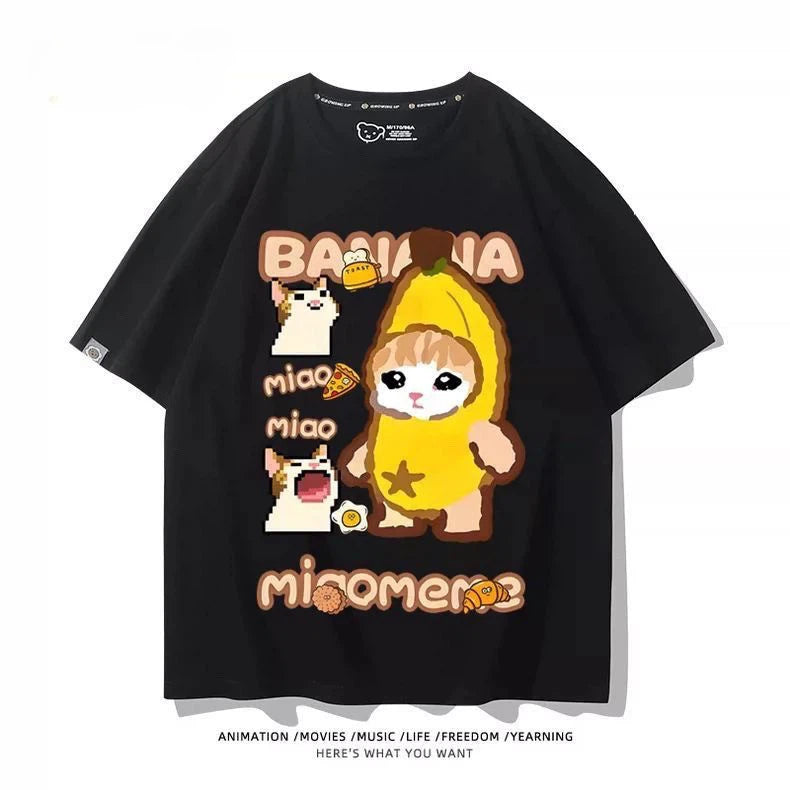 Cute Banana Cat Meme Short Sleeve T-shirt