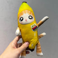 Meme Plush Charm, Banana Cat & Alien Cat with Built-in Wire Skeleton