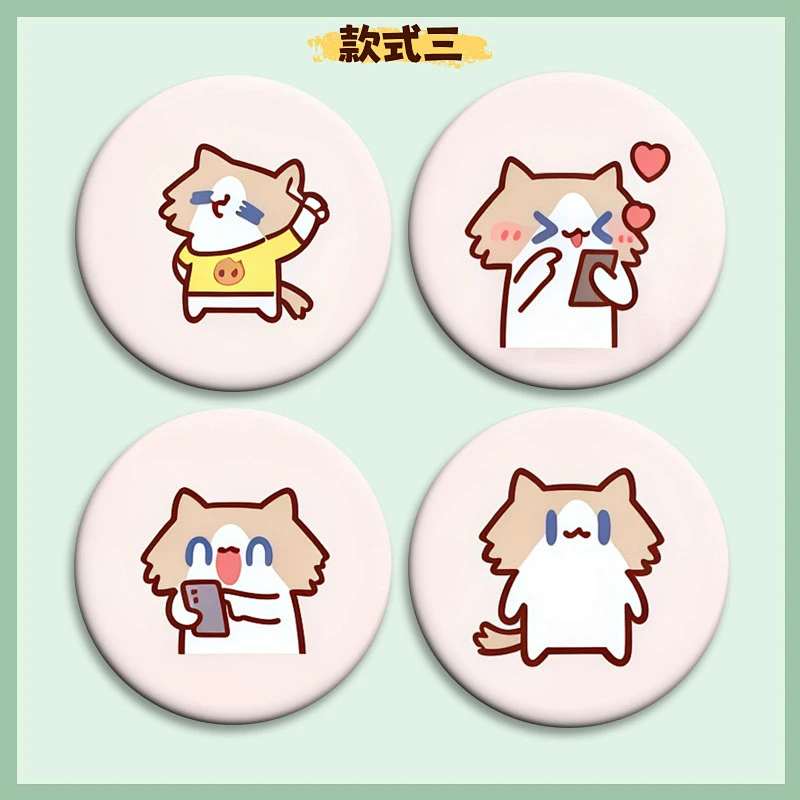 Cute Monthly Salary Cat Button Pins, 58mm Kawaii Cartoon Cat Badges Set, Anime Brooch Pins for Backpack Clothing Decor, Lovely Character Pins Gift for Girls