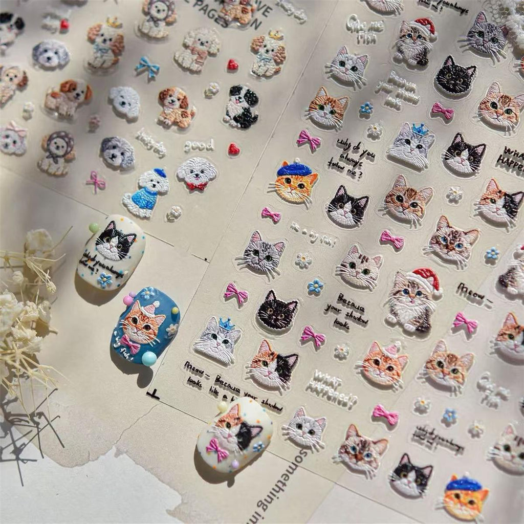 Bestselling Embossed Cute Embroidery Nail Stickers