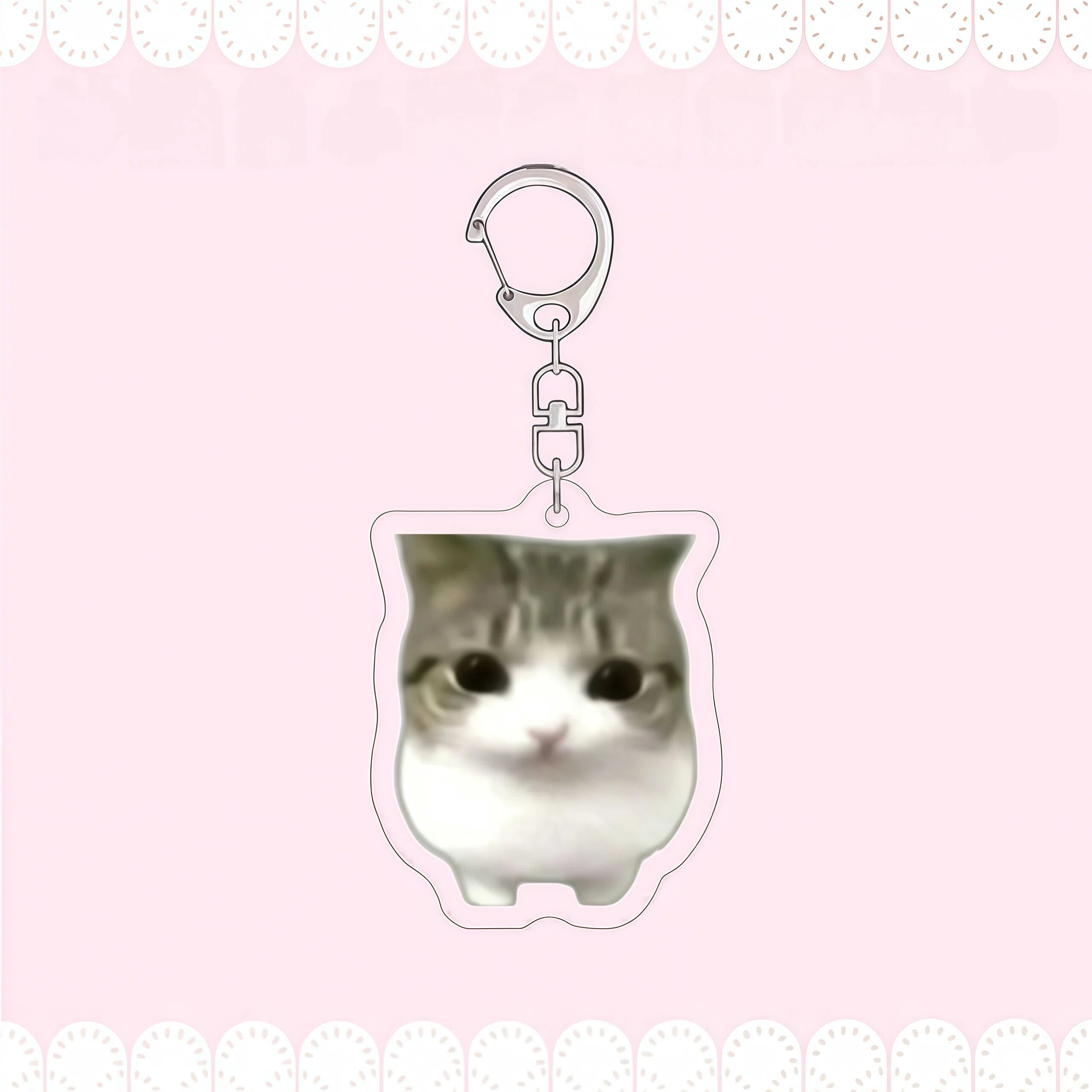 Crispy Triangle Cat Meme Keychain