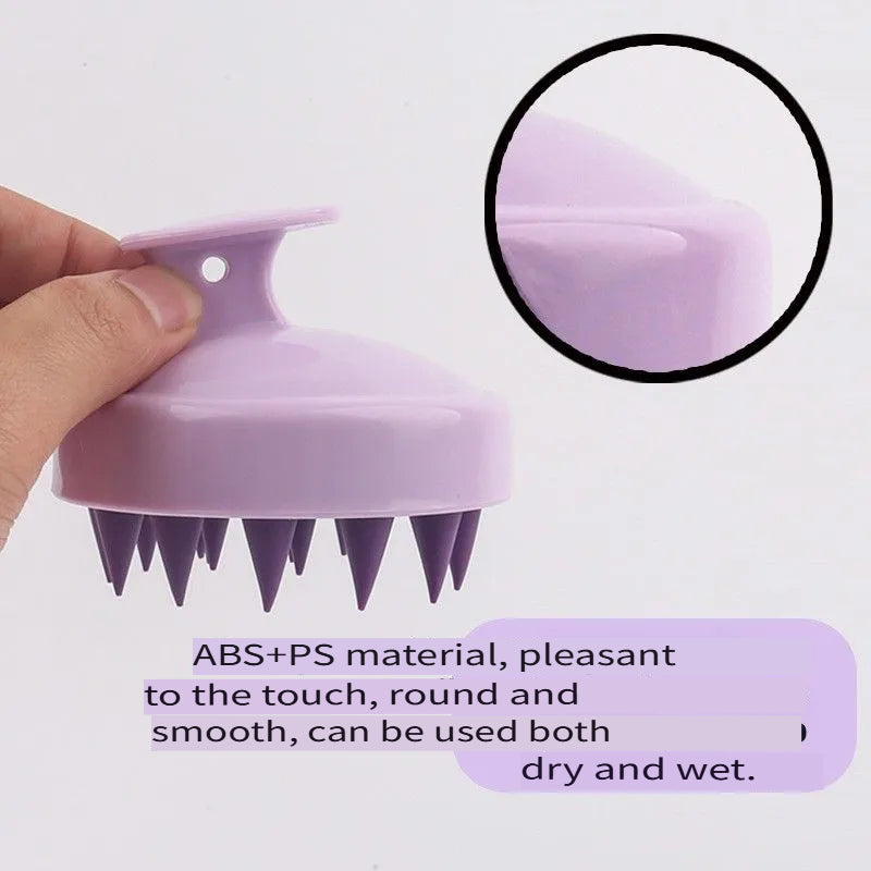 Pet Dog Bath Massage Brush, Soft Silicone Shampoo Scrubber Comb with Handle, Gentle Scalp Grooming Tool for Dog Shower Cleaning