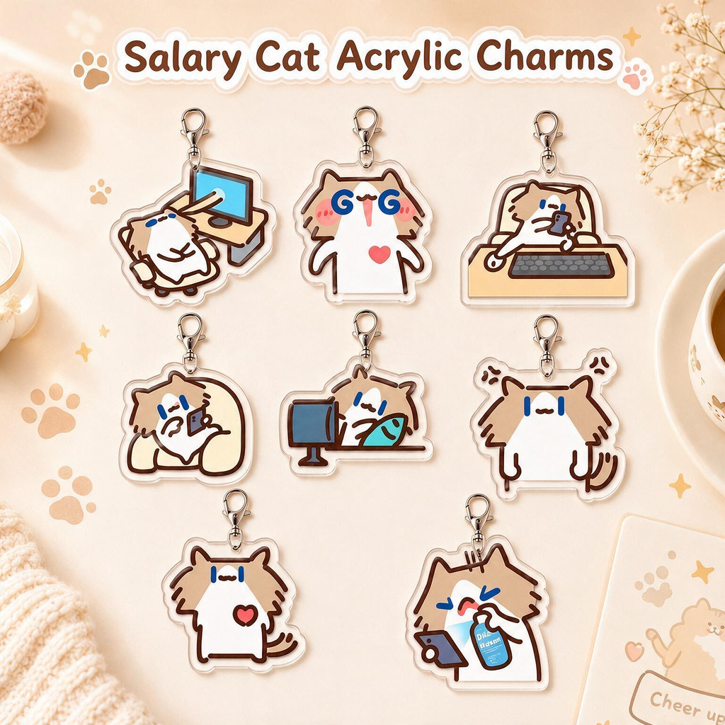 New Arrival Monthly‑Salary Cat Super‑Cute Ins‑Style Cartoon Couple Bag Charm Keychain