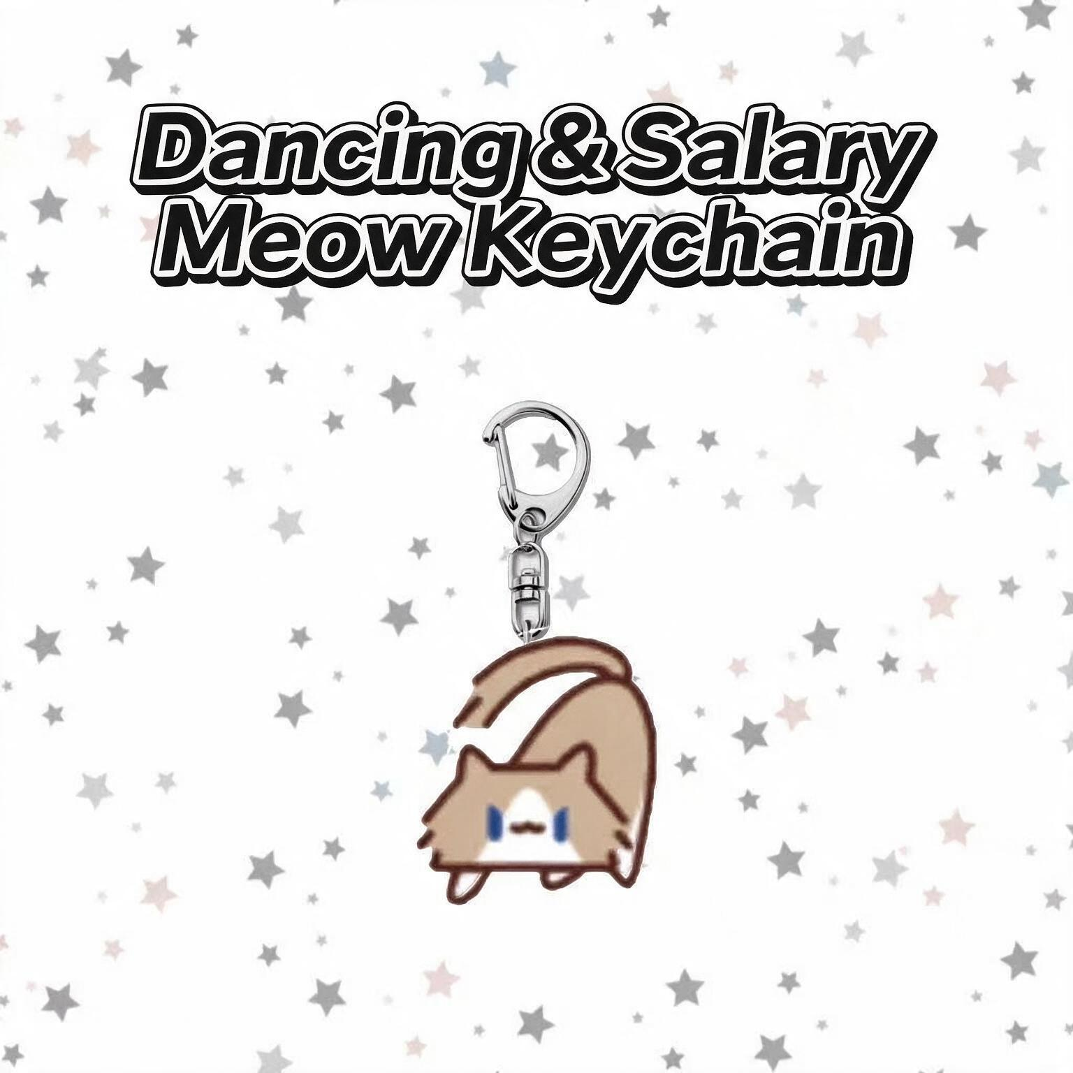 Dancing Cat & Monthly‑Salary Cat Meme Keychain