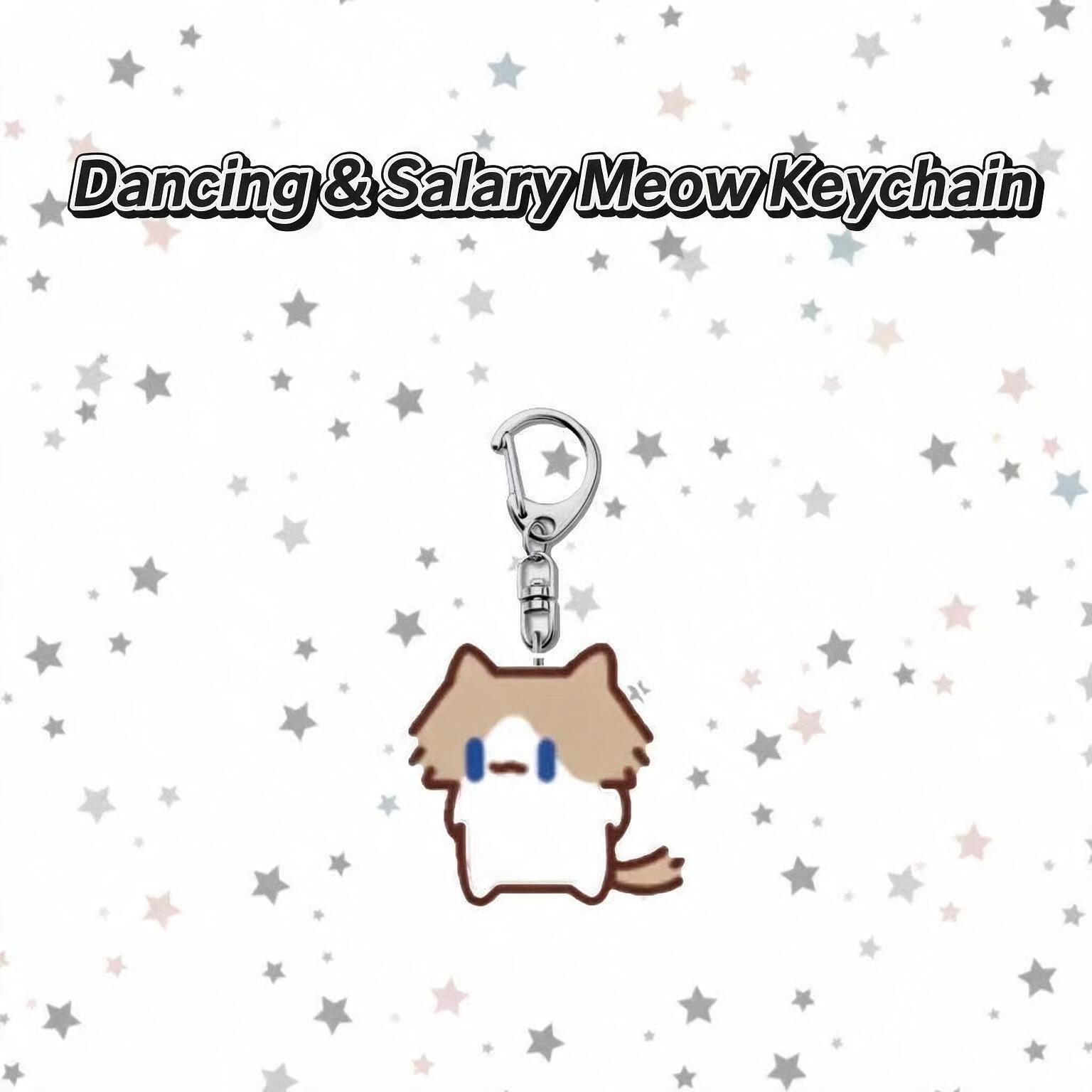 Dancing Cat & Monthly‑Salary Cat Meme Keychain