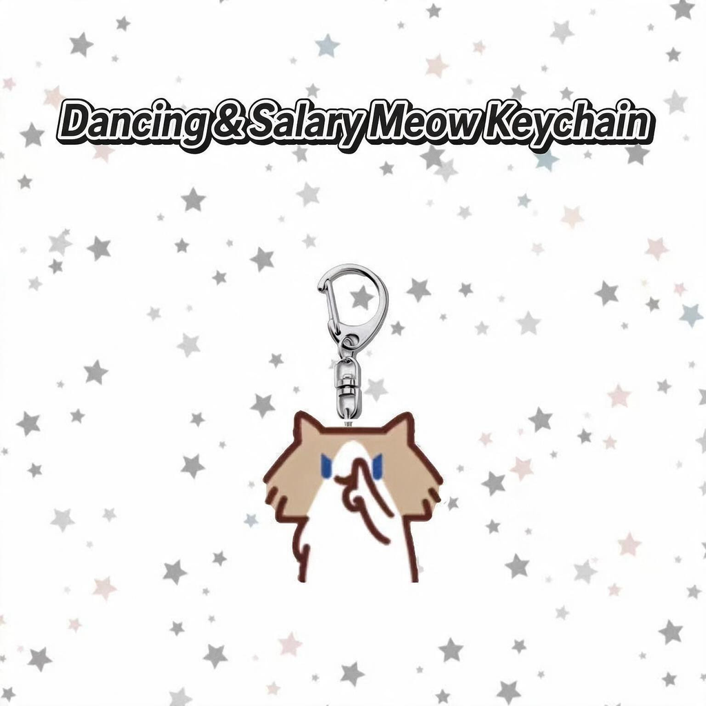 Dancing Cat & Monthly‑Salary Cat Meme Keychain