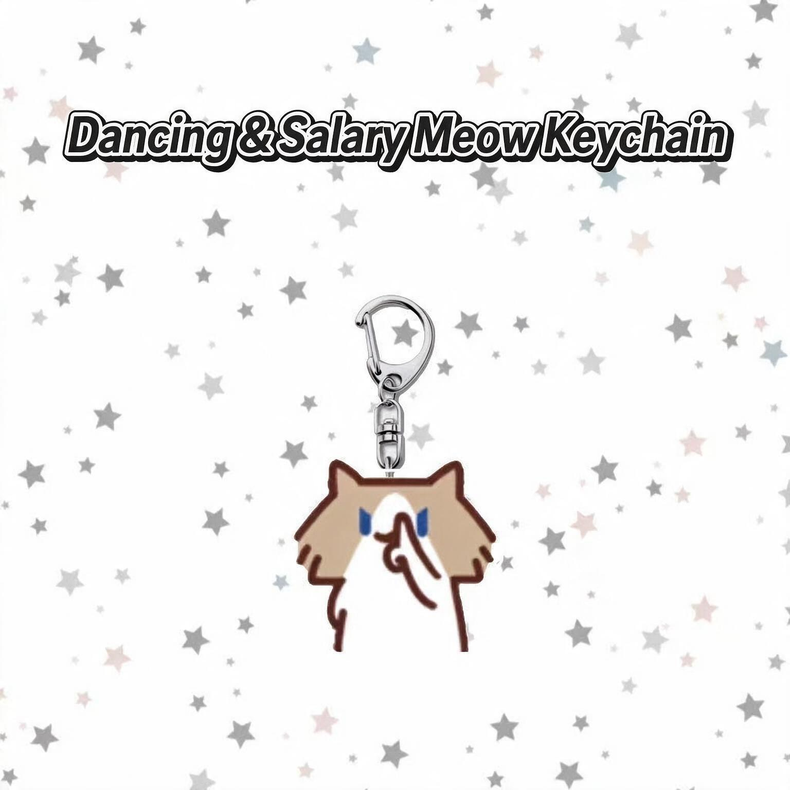 Dancing Cat & Monthly‑Salary Cat Meme Keychain