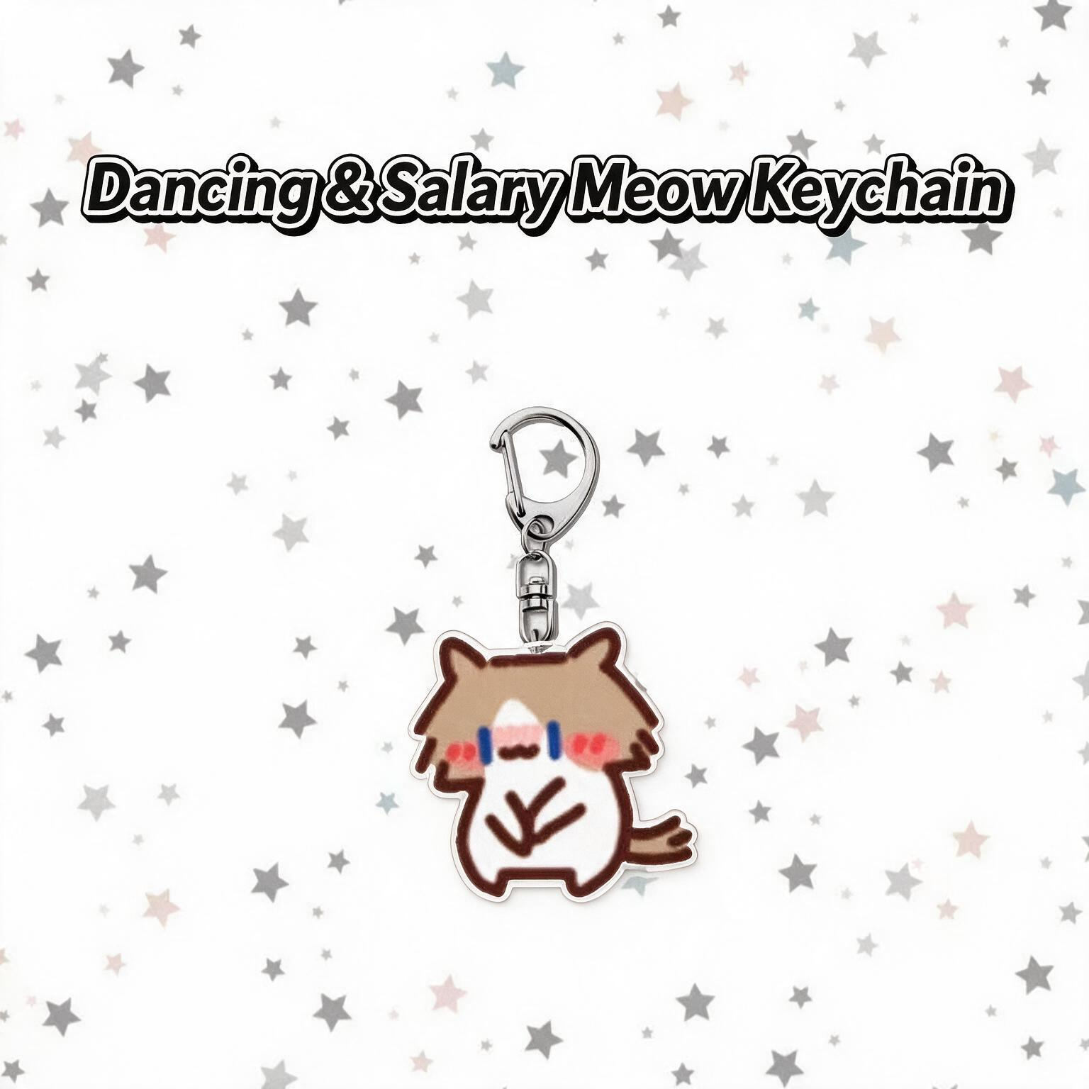 Dancing Cat & Monthly‑Salary Cat Meme Keychain