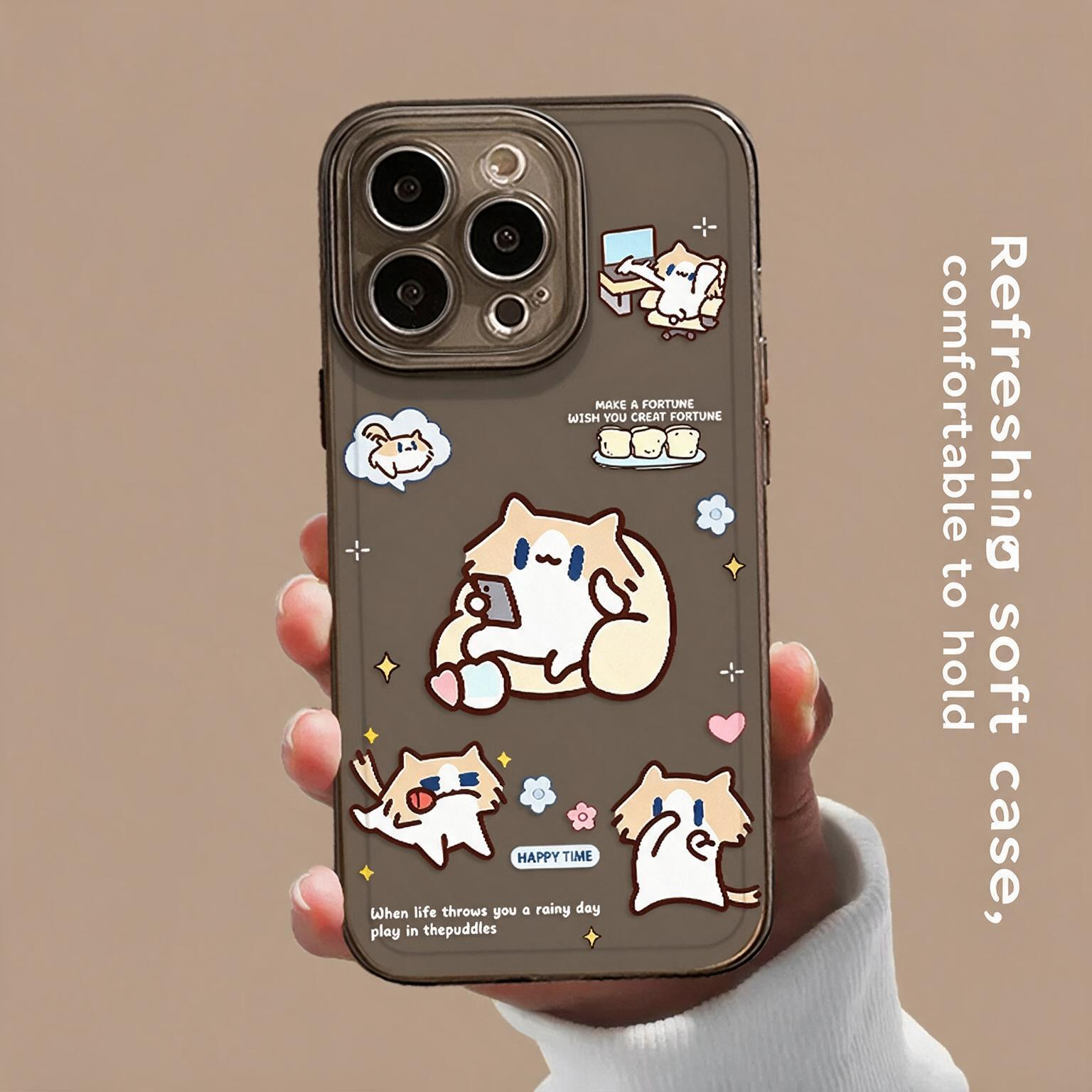 Monthly‑salary Cat Phone Case, Cute Couple Case Compatible with iPhone