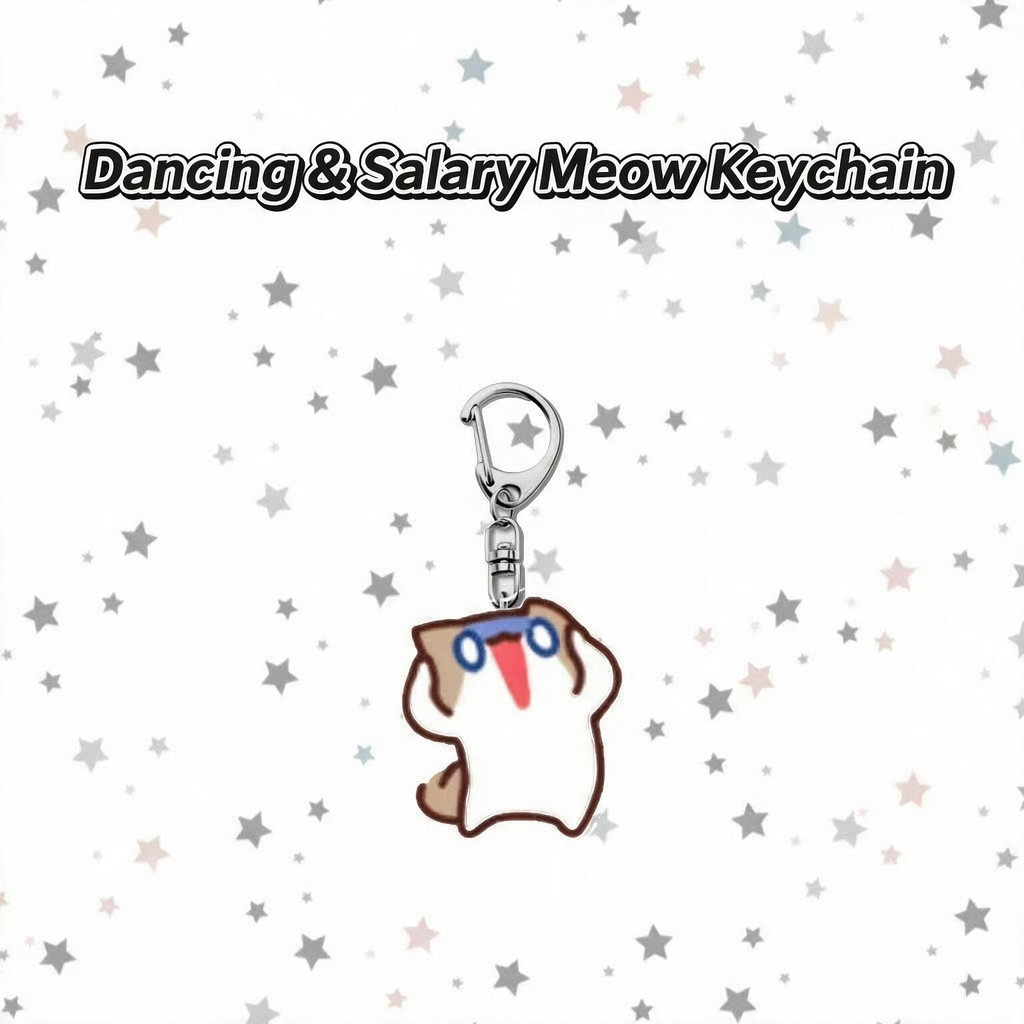 Dancing Cat & Monthly‑Salary Cat Meme Keychain