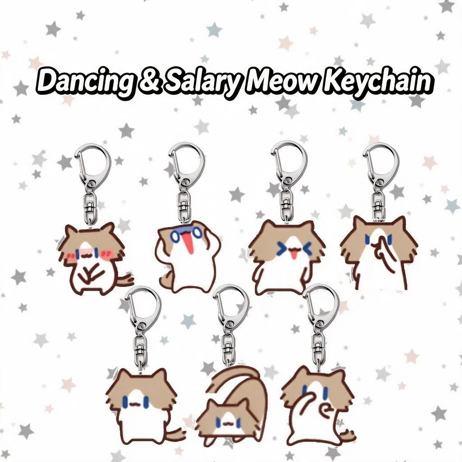 Dancing Cat & Monthly‑Salary Cat Meme Keychain