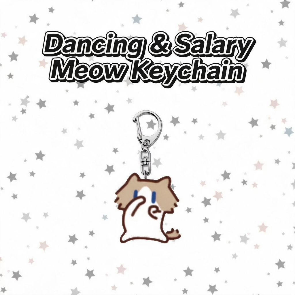 Dancing Cat & Monthly‑Salary Cat Meme Keychain