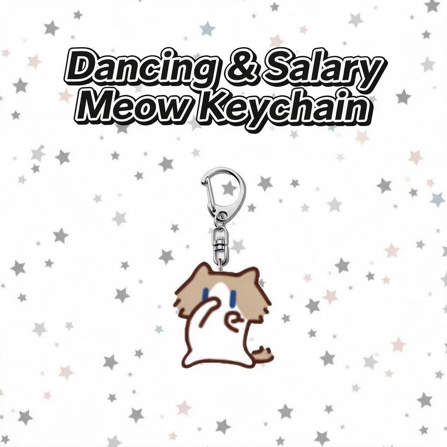 Dancing Cat & Monthly‑Salary Cat Meme Keychain